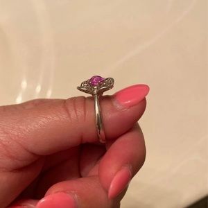 White gold, pink sapphire ring size 7
